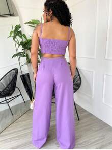 Simple Casual Elegant Pocket Set Women's Birthday Party Spring Set - Lilac Purple - View 2