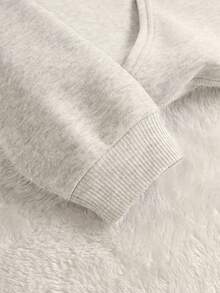 Áo hoodie in hoa dáng rộng cỡ lớn, áo nỉ chui đầu dài tay thường ngày cho nữ vào mùa thu/đông - Màu Xám nhạt - Xem 3