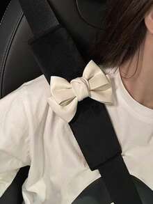 2 件装汽车安全带套，带蝴蝶结装饰、肩垫安全带保护器 - 黑與白 - 查看 5