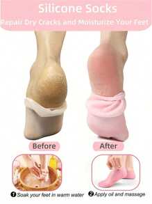 2pcs Silicone Moisturizing Foot Socks, Suitable For Dry Cracked Feet, Foot Care Socks, Massage Moisturizing Gel Socks, Pedicure Socks Tool, Gift
