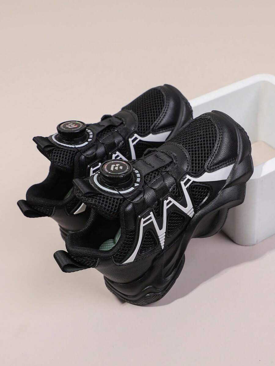 儿童运动鞋，女童休闲皮革跑鞋 - 黑色 - 查看 1