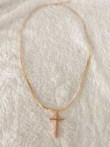 1 stuk roestvrijstalen kruishangerketting, uniek koppelontwerp, geschikt voor dagelijks gebruik, cadeau voor vrienden en familie, vakantiecadeau