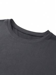 Men's Summer Letter Printed Crew Neck Short Sleeve Casual T-Shirt - Dark Grey - View 7