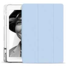 TenYide Silikon Klar iPad Hülle mit dreifach faltbarem Tablet Cover, Stifthalter, transparente Rückschale, schlankem Ständer, stoßfest, gegen Stürze - Eisblau
