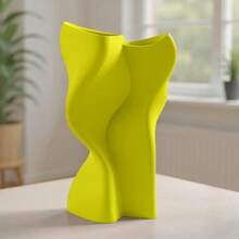 ORIZZONTE Modern Dual Wobble Sculptural Vase - Decorative Vase For Fresh Or Dried Flowers, Organic And Minimalist Design For Home, Office, Desk Or Shelf Decor, 14.9 * 12.1 * 24 Cm, 100% Made In Italy - Yellow - View 3