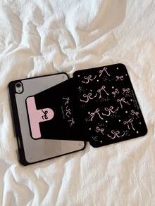 علبة حماية لجهاز اللوحي بشكل نجمة وفيها فيونكة وطبعات من الطرفين، صفيحة خلفية شفافة بلورية دوارة 720 درجة. عازل للسقوط. داعم لميزة النوم والاستيقاظ. مناسب لأجهزة iPad الجيل العاشر، Galaxy Tab S6 Lite 10.4، Galaxy Tab S7/S8، Honor 8. يمكن استخدام قلم رصاص معها - متعدد الألوان - مشاهدة 2