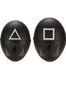 3Pcs Cartoon Survival Game Mask, Black Mesh, Triangle, Square, Circle, Suitable For Role-Playing, Soiree And Party, Ladies And Men