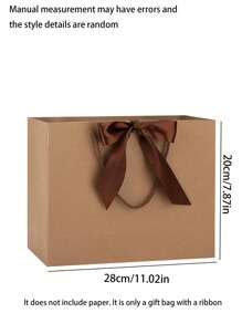 5pcs/1pc-Landscape-Style Kraft Paper Gift Bags, Shopping Bags, Packaging Bags With Handles, Bow-Decorated Handbags, Trick Or Treat, Halloween, White Large-Capacity Paper Bags, Halloween, Thanksgiving, Christmas, New Year, Wedding, Birthday Gift Packaging Bags