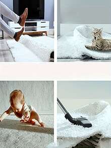 8 قطع من ملصقات السجاد القابلة لإعادة الاستخدام والغسل والمضادة للانزلاق مع تصاق مزدوج الجوانب، عصي السجاد غير القابلة للازلاق، ديكور آمن للمنزل - دبابيس السجاد (4 قطع شرائط لاصقة 4 قطع لاصقات مساعدة)