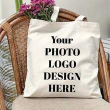 Customizable Canvas Tote Bag With Your Logo - Personalized Business Promotional Gift, Trade Show, Or Shopping Bag, High-Quality Print, Durable Handles, Custom Text Option, Logo Tote Bag, The Product Is A Printed Product - Multicolor - View 3