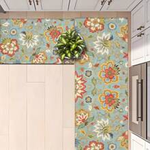 1 pieza, Decoración para el hogar, Alfombra, felpudo o tapete de cerámica de diatomita con patrón floral vintage impreso, antideslizante, rectangular con impresión 3D, apto para sala de estar, dormitorio, pasillo, baño, lavandería - Alfombras de poliéster, aptas para decoración de interiores y exteriores del hogar