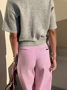 女士休闲纯色针织开衫，百搭日常穿搭，秋冬