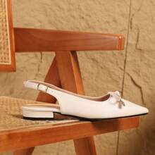 Elegant Solid Color Women's Low Heels, With Ankle Strap, Light Weight Low Heel Pointy Toe Flats - Apricot - View 5