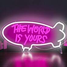 The World Is Yours Neon Wall Decor Dimmable Spaceship LED Neon Sign USB Powered For Bedroom Wedding Neon Sign Valentine's Day Bar Club Decoration Birthday Party Gift - Multi-color light - View 12