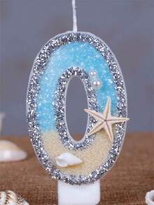 1pc Digital Candle, Beach Starfish Birthday Cake Shaped, Paired With Party Candles, Creates Summer Theme Ambiance - Multicolor - View 18