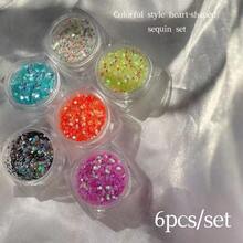 迷你心形美甲配件，心形图案，1件/6件套装，金色、银色、红色、黑色、白色，1件高光泽，适合夏季女孩户外美甲装饰，适合个人使用和美甲沙龙使用。 - 彩色 - 查看 20