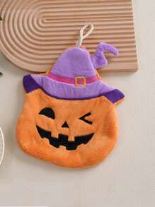 1 buc prosop de bucătărie creativ de Halloween, drăguț dovleac coral catifea agățat, șervețel de mână cu absorbție a apei și uscare rapidă, perfect pentru Halloween, potrivit pentru baie, bucătărie și toaletă, un șervețel bun pentru salon de înfrumusețare, acasă, baie