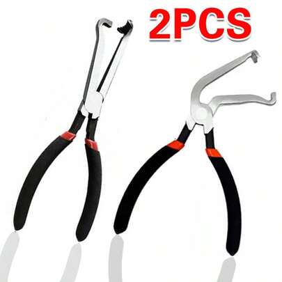2pcs Elbow+Straight Head Disconnect Pliers For Automotive Electrical Connection