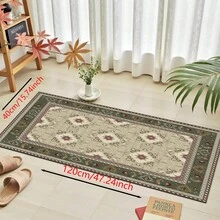 1 pieza Alfombra de silicona antideslizante con estampado floral del sudeste asiático, alfombra, tapete, impresión 3D rectangular, adecuado para sala de estar, dormitorio, pasillo, baño, lavandería - Alfombra de poliéster para decoración del hogar interior y exterior