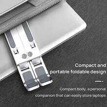 Lenovo Giá đỡ máy tính xách tay bằng hợp kim nhôm ZJA2 Thiết kế tản nhiệt mạnh mẽ với đế chống trượt Ổn định và hiệu quả Điều chỉnh tốt sáu tốc độ Thích hợp cho MacBook 10-17 inch, máy tính xách tay chơi game và máy tính bảng - Bạc - Xem 4