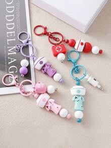 Cute Doctor & Nurse Keychain, Cartoon Soft Silicone Texture, Perfect Gift For Nurses Bag Charms Car Accessories Teacher Friend Sister Gift Ideas