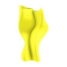 ORIZZONTE Modern Dual Wobble Sculptural Vase - Decorative Vase For Fresh Or Dried Flowers, Organic And Minimalist Design For Home, Office, Desk Or Shelf Decor, 14.9 * 12.1 * 24 Cm, 100% Made In Italy - Yellow - View 4