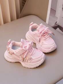 A Pair Of Korean Version Of Baby Hook And Loop Sneakers Spring New Boys And Girls Casual Shoes - Pink - View 3