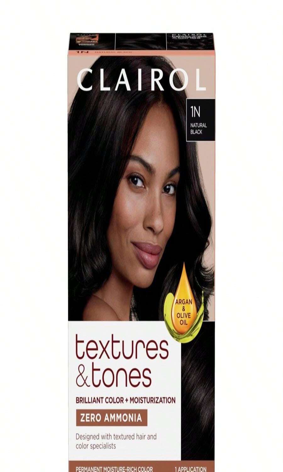 Clairol Textures &Amp; Tones Permanent Hair Dye, 1B Silken Black Hair Color, Pack Of 1