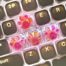 4 件手工制作的可爱猫爪键帽，适用于定制机械键盘 - ABS 树脂，商务风格，OEM 高度