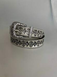 中世纪复古皮带，维京复古压花铆钉腰带，怀旧花卉朋克铆钉百搭腰带，适合各种场合秋季、秋季、万圣节 - 彩色 - 查看 3