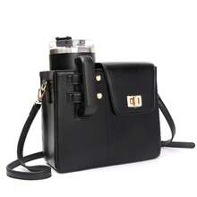 1pc Personalized Custom Name Design, Letter Capitalization, Pu Leather Square Portable Beverage Bottle, Water Cup Bag, Universal Large Insulated Cup, Pink Single-Shoulder Crossbody Water Cup Bag, Large-Capacity Women's Bag, Suitable For Daily Commuting, Office, Outdoor Camping And Shopping - Multicolor - View 18