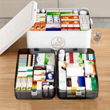 1 件大号多隔层防水药丸收纳盒 - 耐用塑料药品收纳盒，带透明盖、便携式手柄，适合家庭、办公室、卧室、浴室使用 - 彩色 - 查看 7