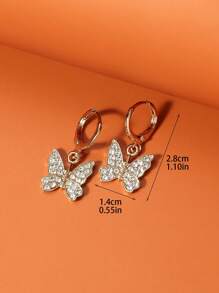 1 paire de boucles d'oreilles à gouttes papillon diamant élégantes et à la mode pour femmes, tenue décontractée pour les vacances et les rendez-vous