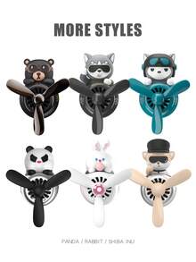 1 pieza Ambientador de coche con forma de hélice giratoria de conejo/panda/perro, difusor de aromaterapia con ventilador, colgante de aroma, decoración interior, regalo para conductoras en Pascua