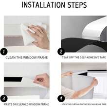 1pc 100% Blackout Window Curtain, Self-Adhesive Temporary Curtain Easy To Install, Suitable For Bedroom, Kitchen Windows - White - View 6