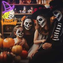 万圣节女巫霓虹灯，USB 供电可调光 LED 艺术墙饰，塑料按钮霓虹灯，壁挂式多功能装饰，适用于卧室、酒吧/派对装饰/圣诞灯万圣节装饰灯家居装饰派对装饰万圣节装饰房间装饰万圣节花园装饰礼物仙女