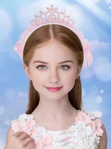 1 pezzo Cerchietto con corona rosa come accessorio per capelli per bambine, fermaglio per capelli con farfalla carino, cerchietto per principessa