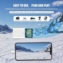 1个SD卡读卡器适配器，即插即用相机存储卡读卡器，兼容 17/16/15/14/13/12/11/XS/XR/X/8/7系列 - 白色 - 查看 2