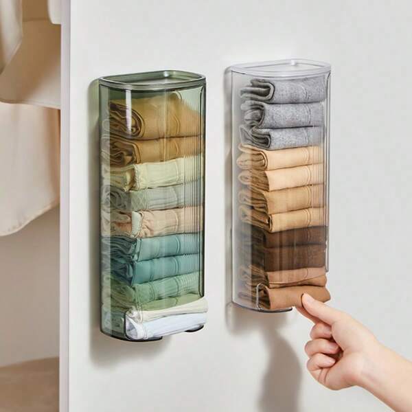 1pc Luxury Wall Mounted Garbage Bag Holder, Transparent Lingerie & Sock Organizer