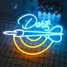 1pc Darts Poles Lead To Signs Darts Targets Neon Wall Signs, Games Get Neon Game Room Signs Home Bar Beer Bar Club Man Cave Party Decorations, Big Aesthetic Light Bar, Neon Nightlights, Game Room Lighting, Living Room Decor