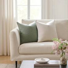 Set Of 2 Dark Sage Pillow Covers 22 X 22 Inch, Farmhouse Boho, Decorative Throw Pillow Covers, Linen Cushion Covers Sofa Couch, Modern Rustic Decor - Ivory and Moss Green - View 10