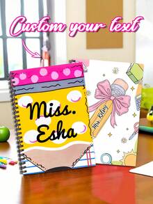 个性化返校笔记本，可定制姓名的笔记本，儿童学校笔记本日记本，学生用品，返校季学生礼物，尺寸 14.3x20.7cm，用于学校用品，返校