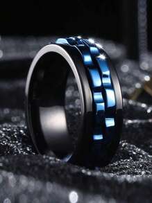 1 szt. Obrotowy pierścień zębaty ze stali tytanowej, pierścień na palec z motywem koła zębatego łagodzącego stres i przeciwlękowego