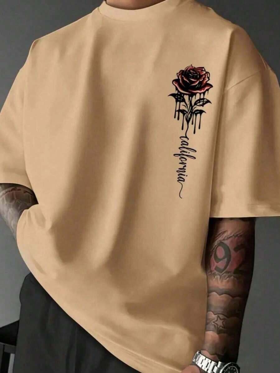 Men's Pink California T-Shirt 100% Cotton Printed Unisex Fashion New Release - Màu Khaki - Xem 1