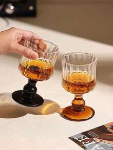 1 pieza Copa de vino francesa vintage y lujosa con pliegues, copa de champán de tallo alto para decoración del hogar, cenas familiares, fiestas de cumpleaños, ideal para Halloween, Navidad, regalos de cumpleaños - Multicolor - Ver 6