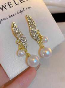 1pair Faux Pearl Dangle Earrings/Stud Earrings, Fashionable, Elegant, Classic, New, Luxury, Suitable For Any Occasions