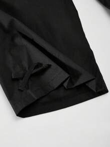 年轻女孩黑色工装口袋宽松阔腿裤