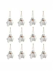 6/9/12 pièces Ornements suspendus d'Halloween - Décorations rustiques de style campagnard en tissu avec de la ficelle, décorations suspendues de petite taille (12 cm/4,72 pouces) sans pile pour maison hantée, cour, arbre, fête et utilisation intérieure/extérieure, décorations d'Halloween, design classique, supports en ficelle, décorations de cour, apparence faite à la main, décoration d'automne pour la maison