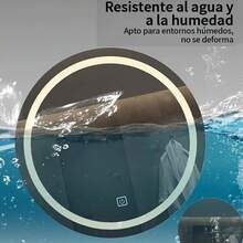 Espejo redondo pared F005-89 luz cálida 60cm diámetro eléctrico marco nude elegante moderno ideal tocador baño decoración - Tipo de Enchufe A USA (110-127V) - Ver 5