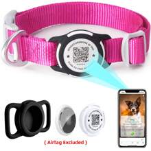 ThinkPet 1 pieza Collar inteligente de identificación para perros con etiqueta de identificación de mascota y función de recuperación - esencial para recuperar artículos perdidos, escanea el código QR del producto para hacer una llamada telefónica al propietario; Accesorios para perros, suministros para cachorros, collar para perros con funda protectora para AirTag
